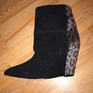 BCBGeneration leopard accent stiletto wedge boots